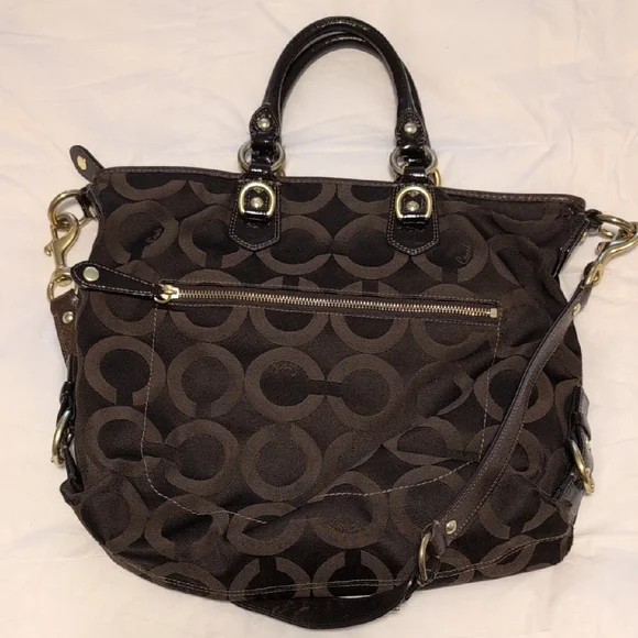 Coach Dark Brown Signature Shoulder Bag - Picture 2 of 4